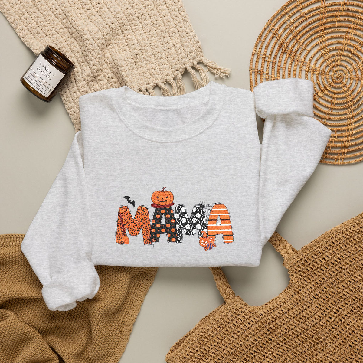 Mama Halloween Pumpkin Crewneck Sweatshirt
