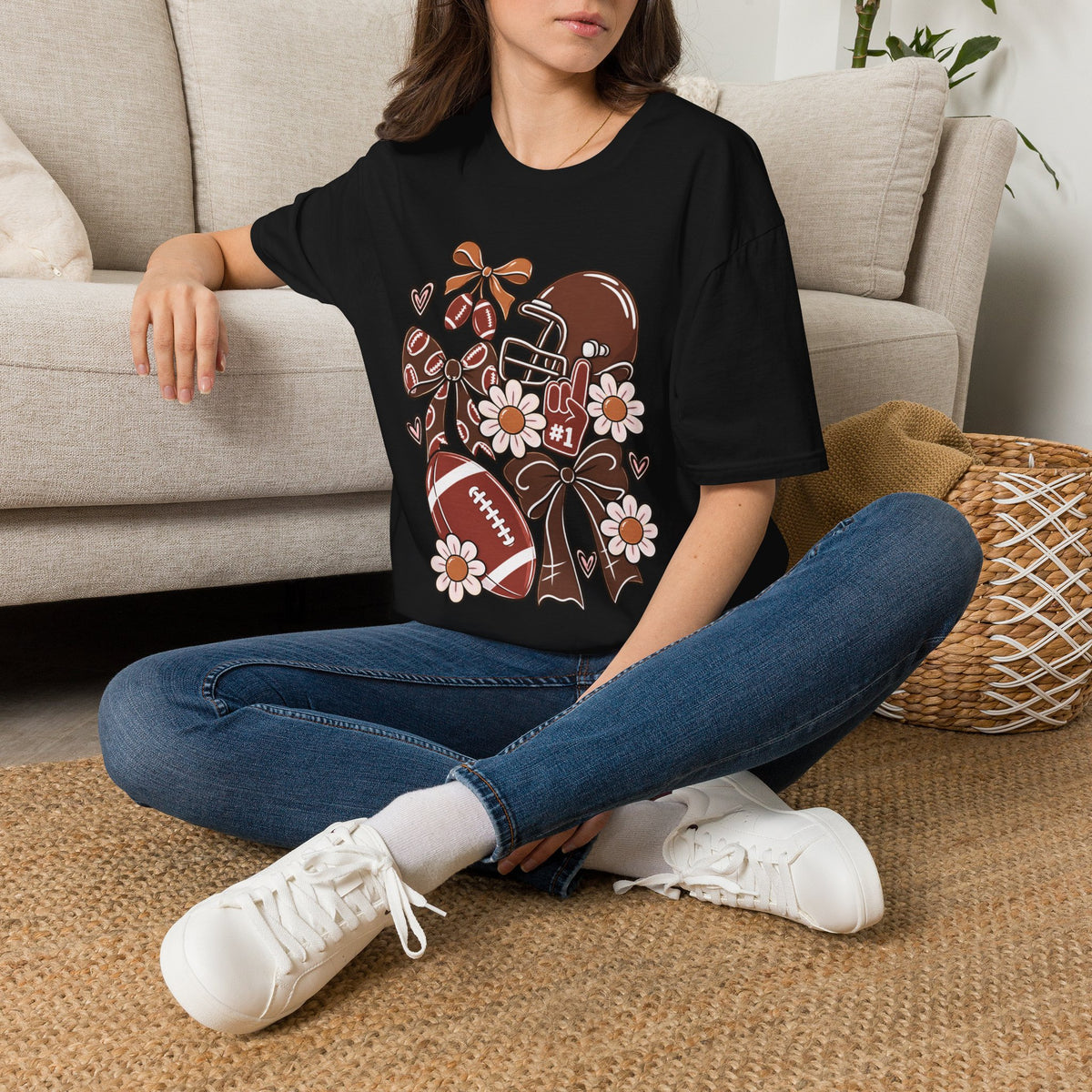 Vintage Floral Football T-Shirt