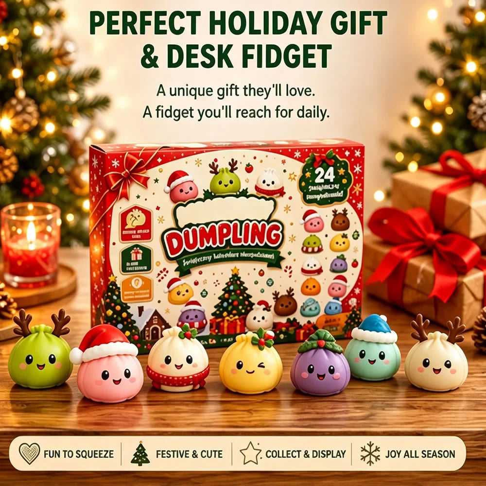 2026 Christmas Squishy Advent Calendar, Dumpling Slow Rebound Squishies Squeeze Sensory Gift, 24 Days Countdown Surprise Box