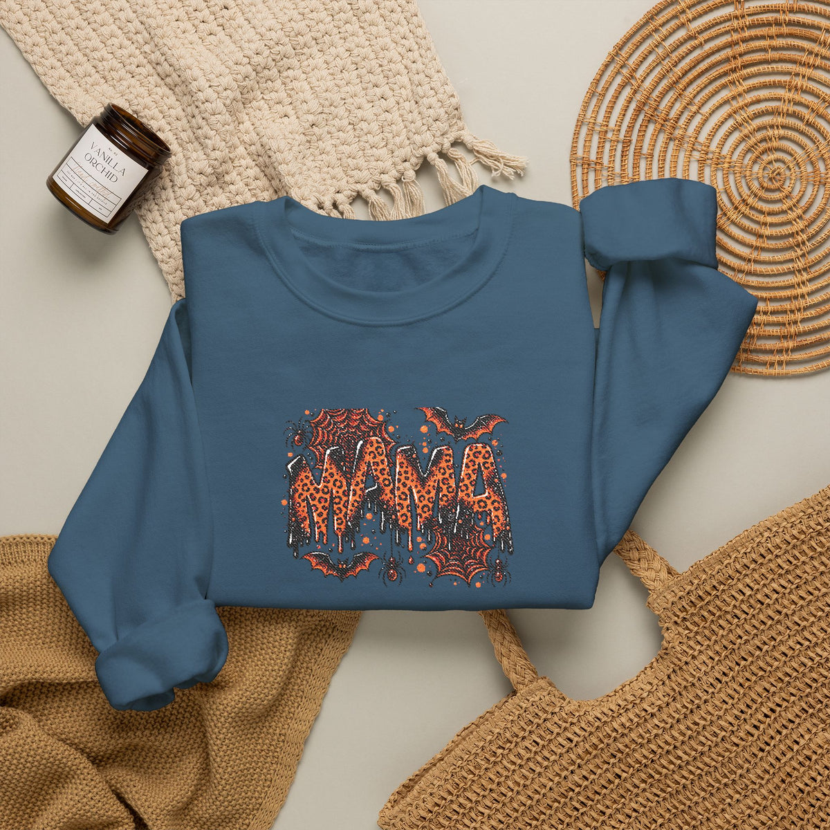 Halloween Mama Bats & Pumpkins Crewneck Sweatshirt