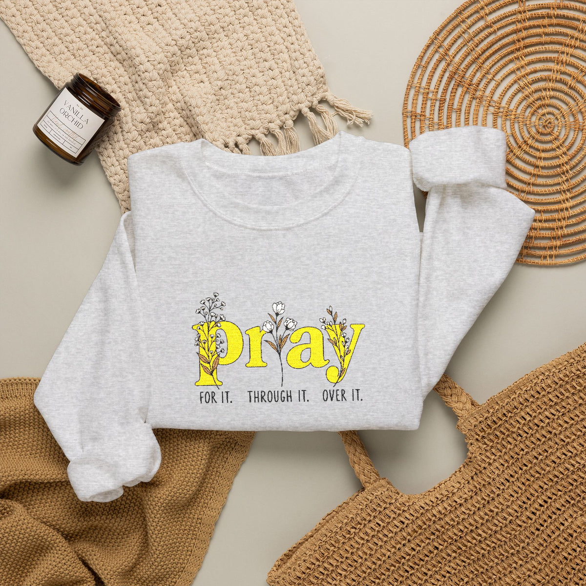 Pray Floral Crewneck