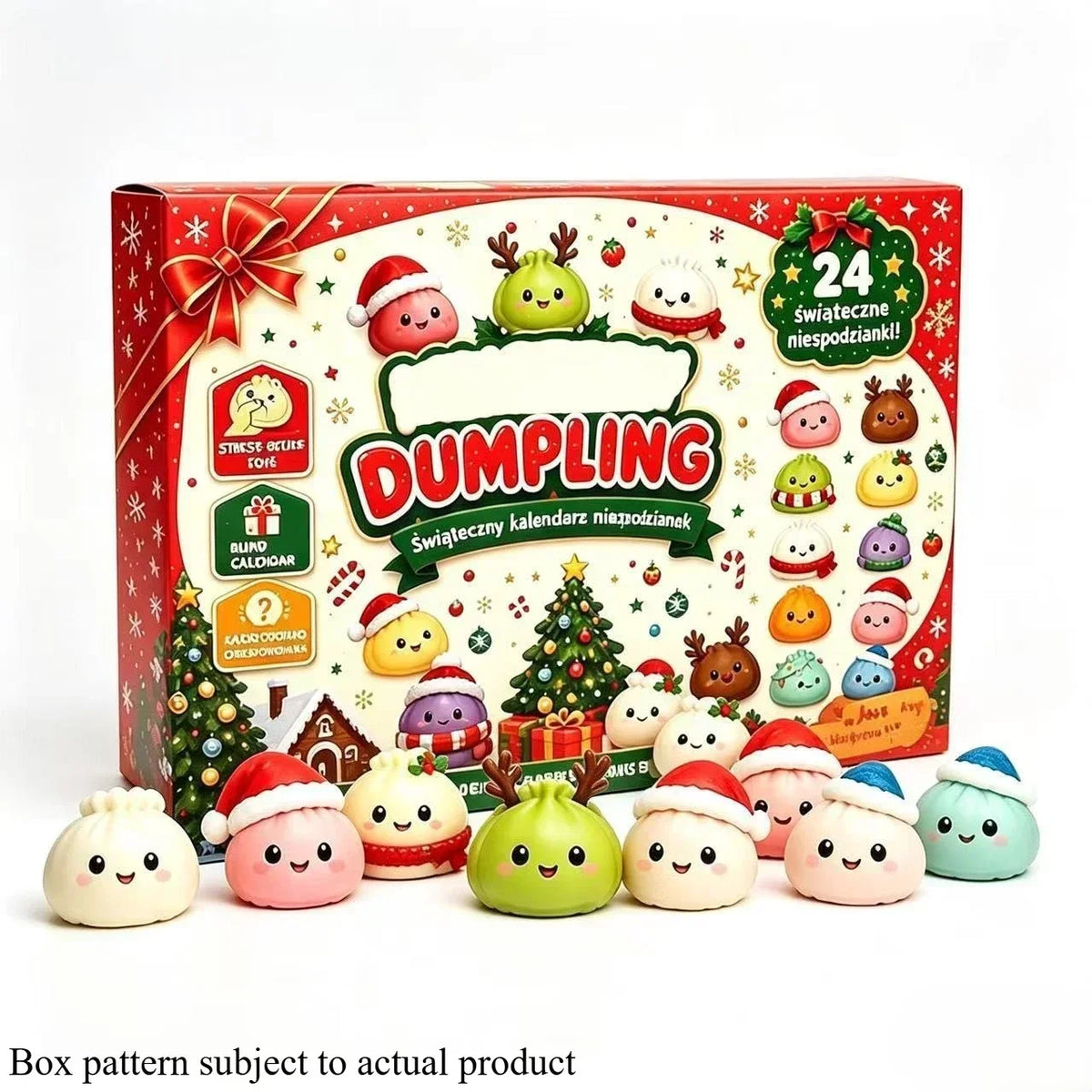 Christmas Dumpling Squishy Advent Calendar 24 Days Countdown Mystery Surprise Dumpling Anxiety Relief Slow Rising Decompression