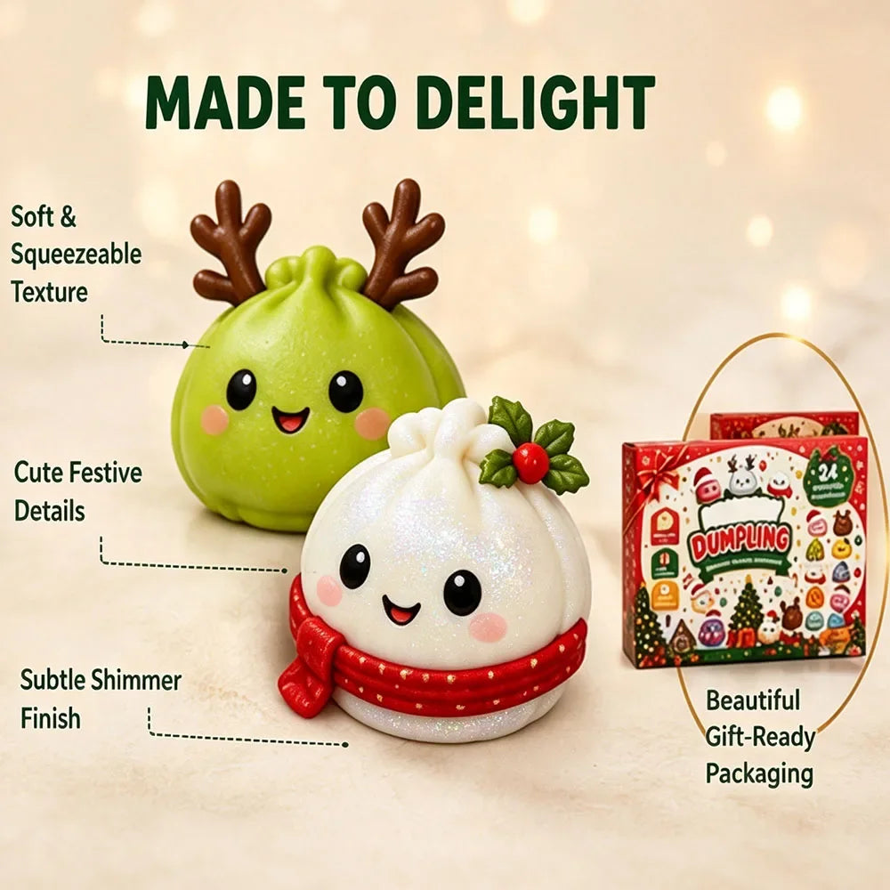 2026 Christmas Squishy Advent Calendar, Dumpling Slow Rebound Squishies Squeeze Sensory Gift, 24 Days Countdown Surprise Box