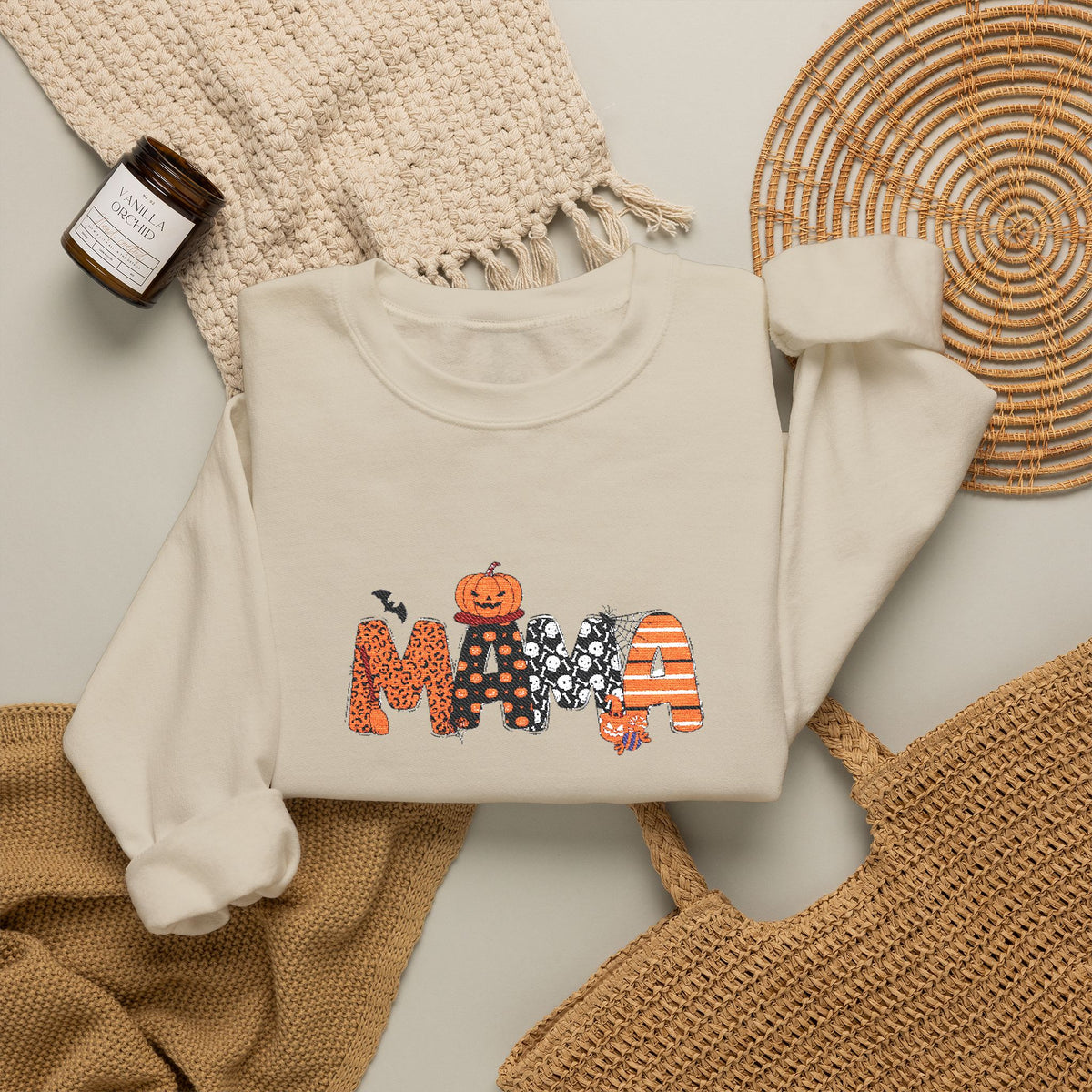 Mama Halloween Pumpkin Crewneck Sweatshirt