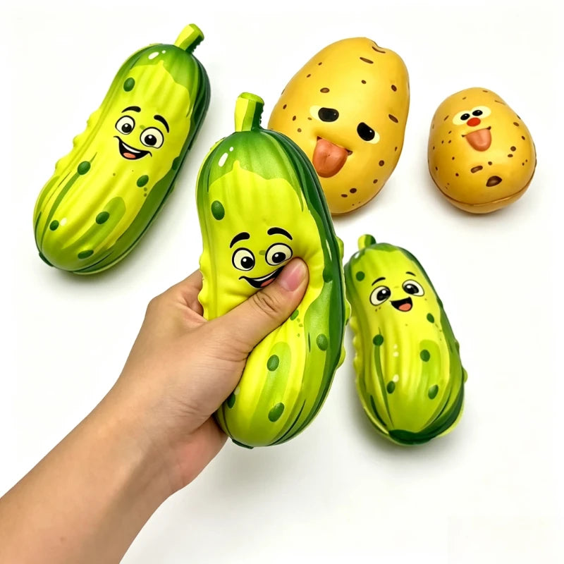 Cute Simulation Potato Strawberry Slow Rising Squishy Toys Cucumber Squeeze Fidget Toy PU Foam Stress Relief Decompression Gift