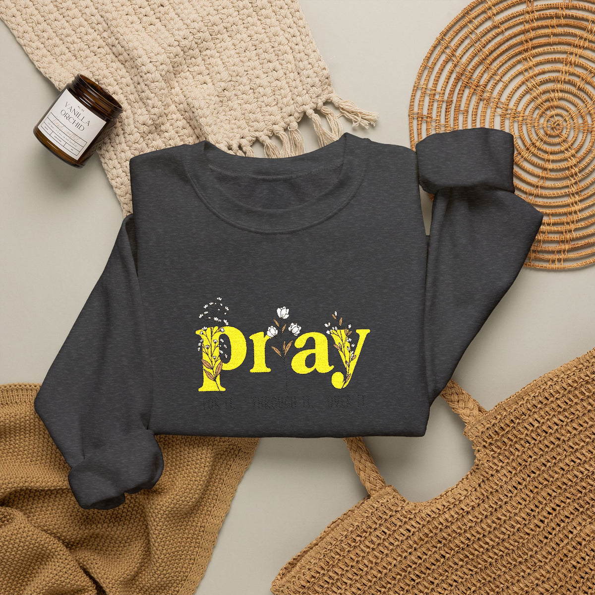Pray Floral Crewneck