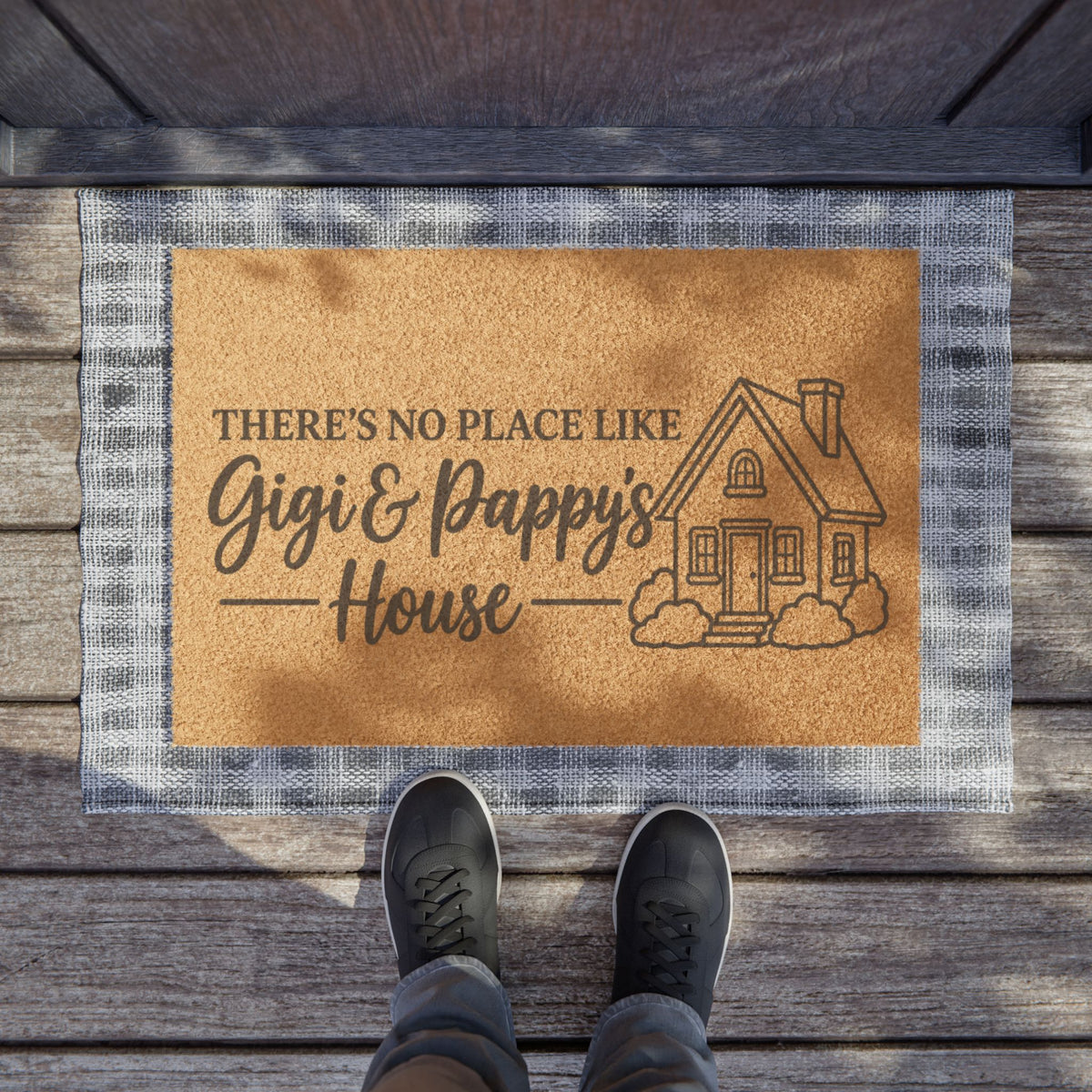 Personalized 'There's No Place Like Gigi & Pappi's House' Doormat