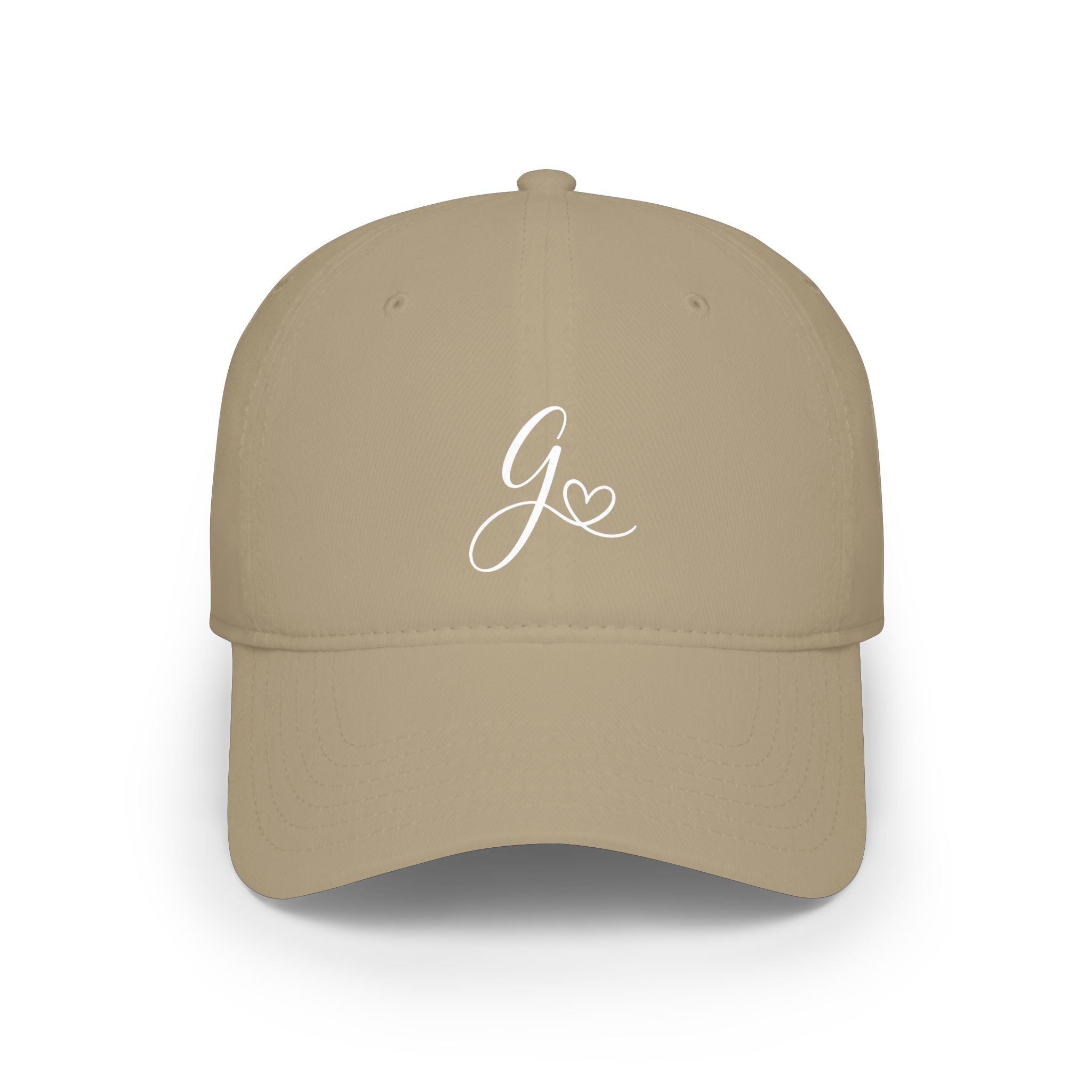 Monogram 'G' Low Profile Baseball Cap — Script Initial with Heart Embroidery