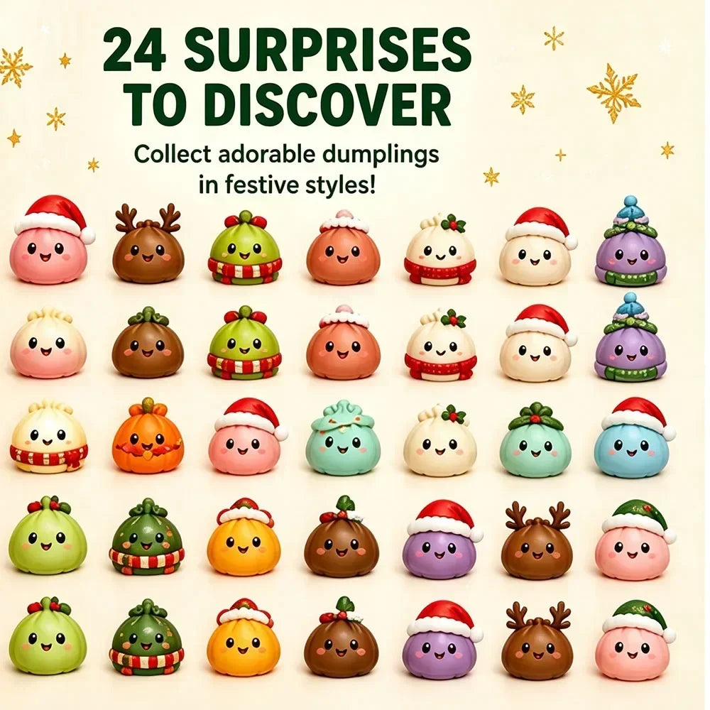 Christmas Dumpling Squishy Advent Calendar 24 Days Countdown Mystery Surprise Dumpling Anxiety Relief Slow Rising Decompression