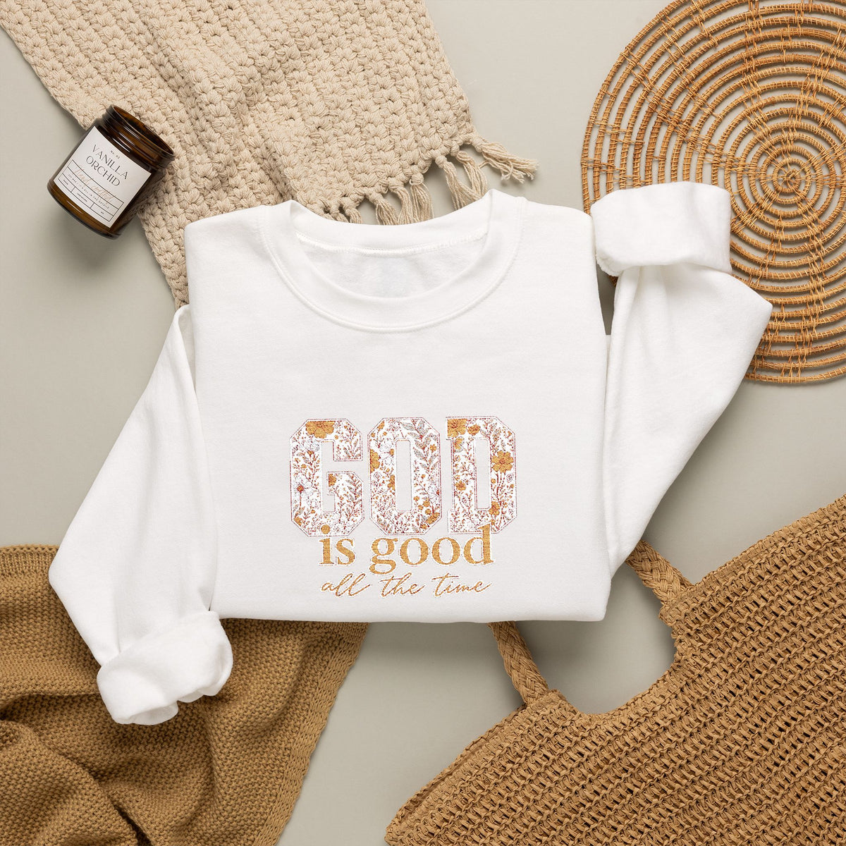 Floral 'Be Kind' White Crewneck Sweatshirt