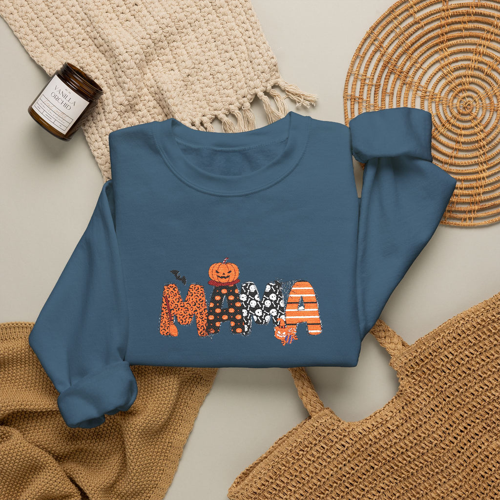 Mama Halloween Pumpkin Crewneck Sweatshirt