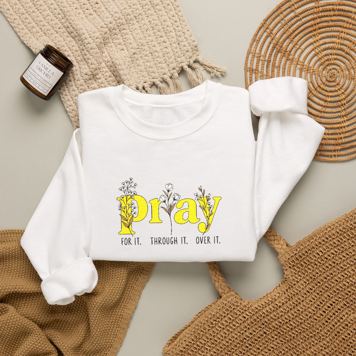 Pray Floral Crewneck