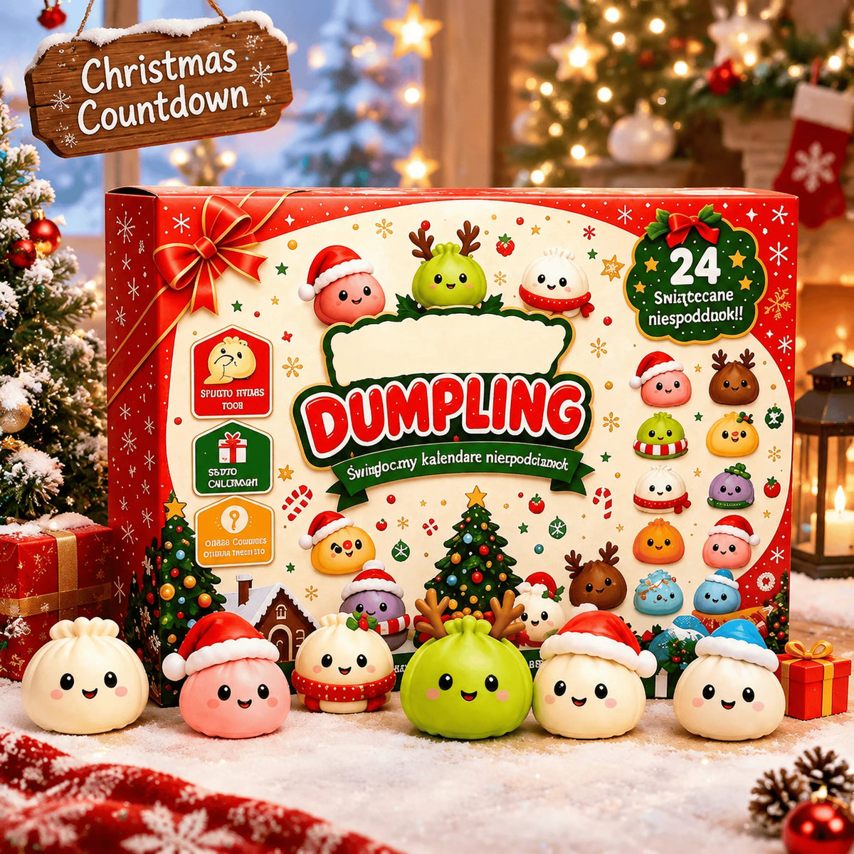 2026 Christmas Squishy Advent Calendar, Dumpling Slow Rebound Squishies Squeeze Sensory Gift, 24 Days Countdown Surprise Box