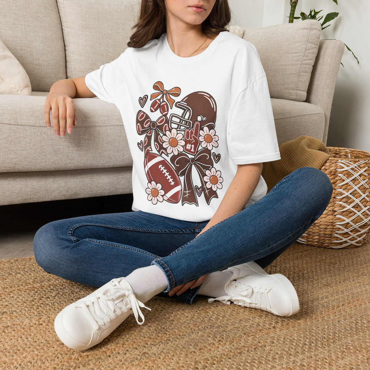 Vintage Floral Football T-Shirt