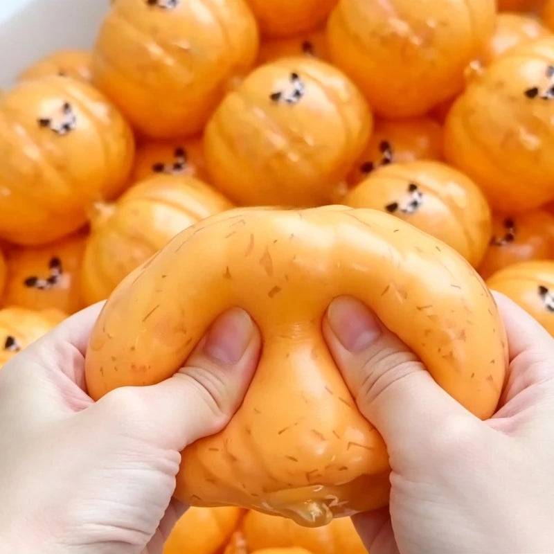 Halloween Squishies Ball Crunchy Handmade Pumpkin Squishy Toy Slow Rising Squeeze Stress Relief Toy Halloween Party Favor Gifts